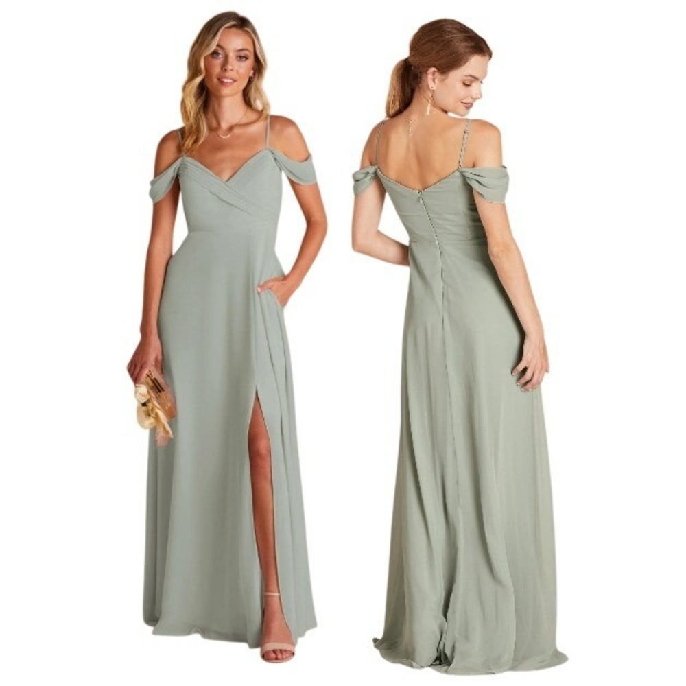 Birdy Grey Sage Green Off-Shoulder Maxi Dress